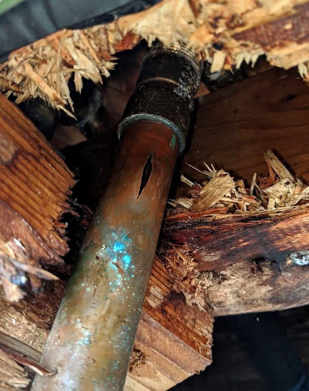 Burst pipe water damage in an attic in a Charlotte, NC home